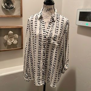 The Limited cream with black bows blouse size Large
